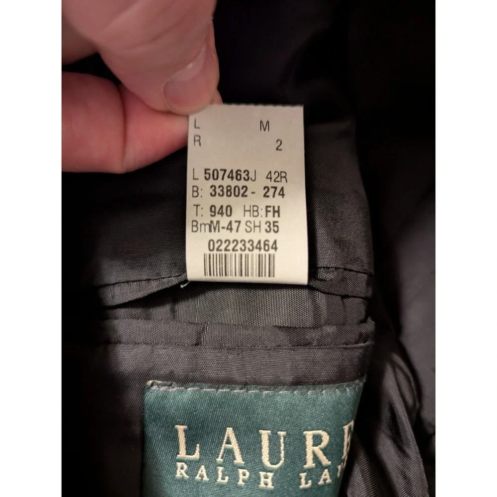 LRL Ralph‎ Lauren Sport Coat Mens 42R Grey Striped 1990s Virgin Wool Blazer Vtg - Picture 15 of 16